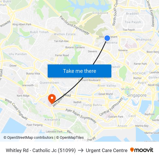 Whitley Rd - Catholic Jc (51099) to Urgent Care Centre map