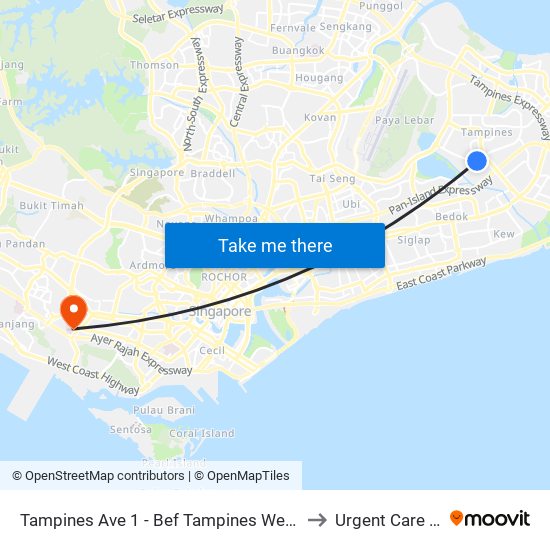 Tampines Ave 1 - Bef Tampines West Stn (75059) to Urgent Care Centre map