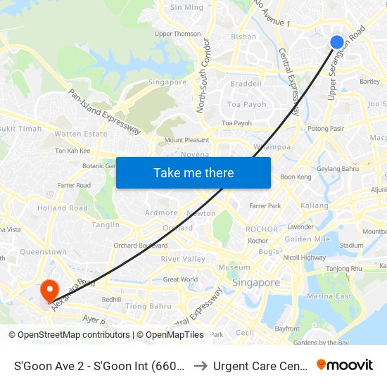 S'Goon Ave 2 - S'Goon Int (66009) to Urgent Care Centre map