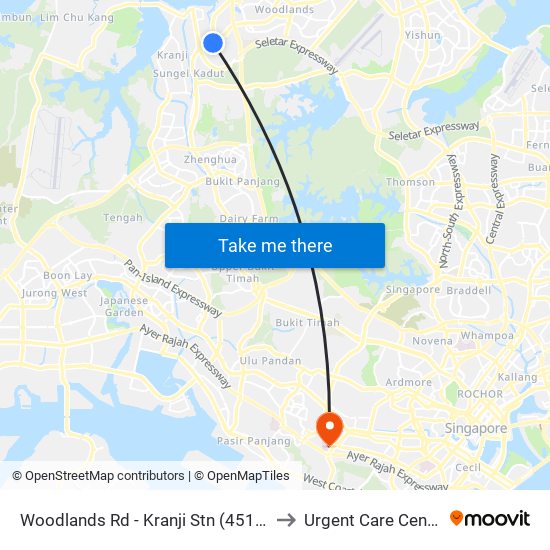 Woodlands Rd - Kranji Stn (45139) to Urgent Care Centre map