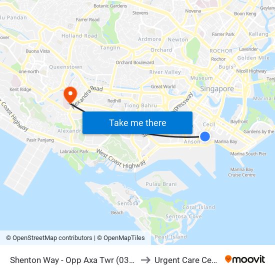 Shenton Way - Opp Axa Twr (03217) to Urgent Care Centre map