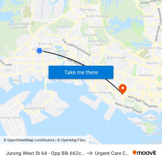 Jurong West St 64 - Opp Blk 662c (22499) to Urgent Care Centre map