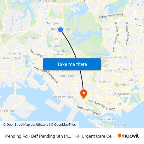 Pending Rd - Bef Pending Stn (44229) to Urgent Care Centre map