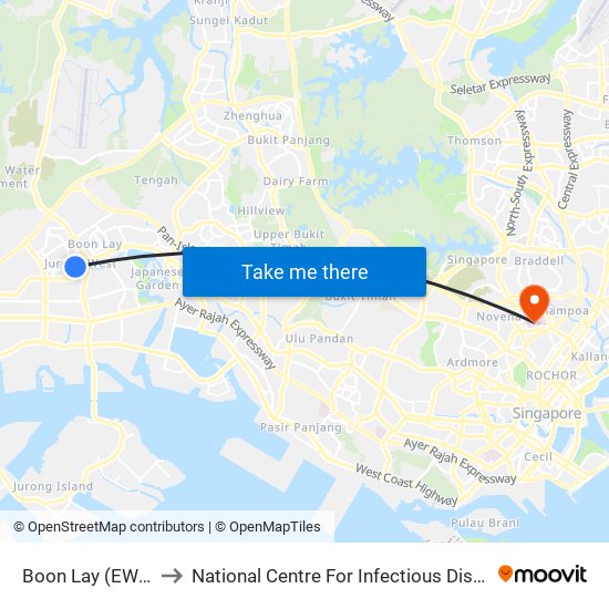 Boon Lay (EW27) to National Centre For Infectious Diseases map