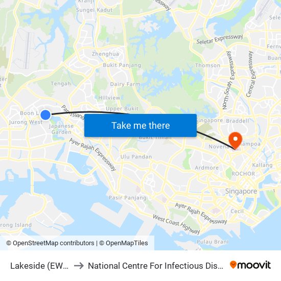 Lakeside (EW26) to National Centre For Infectious Diseases map