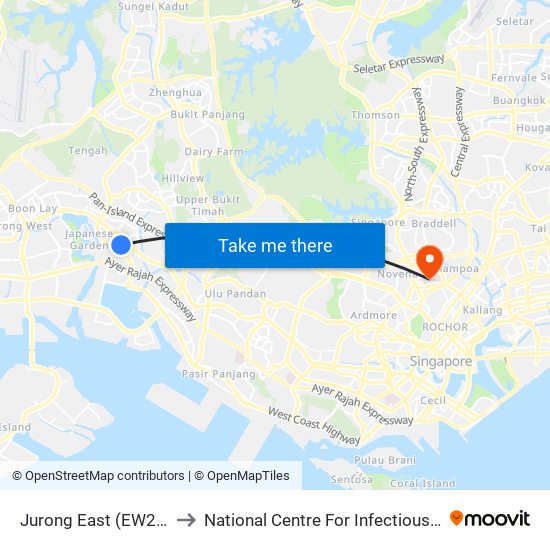 Jurong East (EW24|NS1) to National Centre For Infectious Diseases map