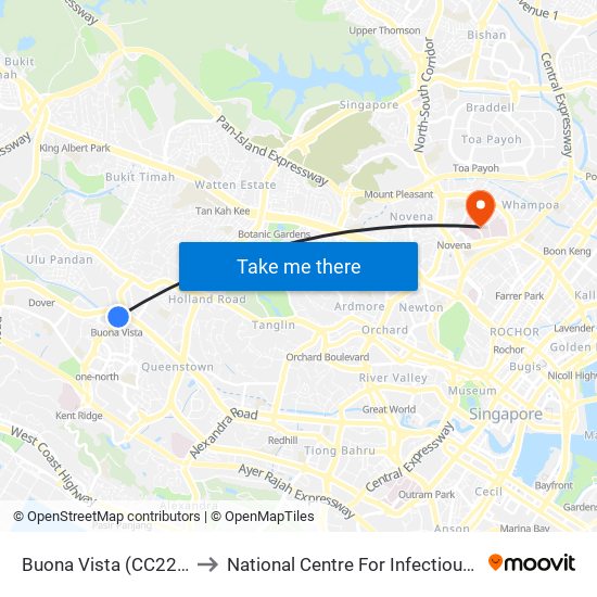 Buona Vista (CC22|EW21) to National Centre For Infectious Diseases map