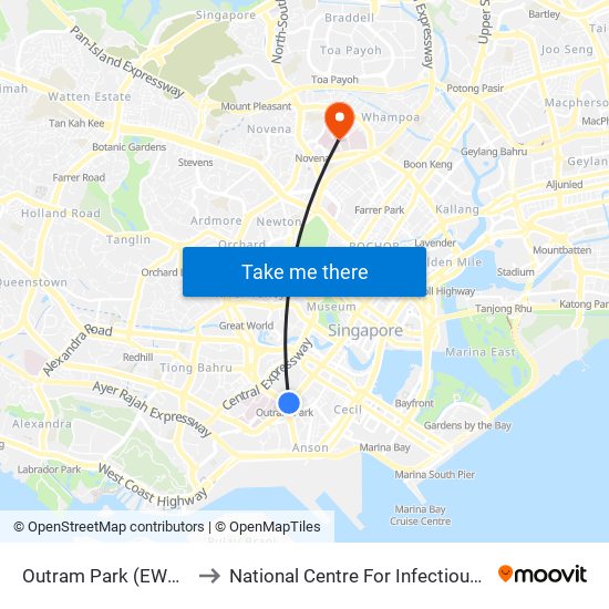 Outram Park (EW16|NE3) to National Centre For Infectious Diseases map