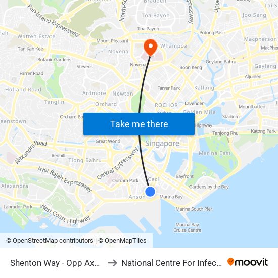Shenton Way - Opp Axa Twr (03217) to National Centre For Infectious Diseases map