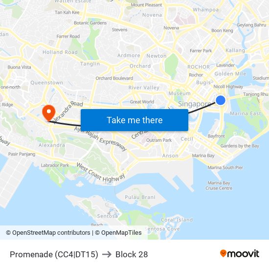 Promenade (CC4|DT15) to Block 28 map