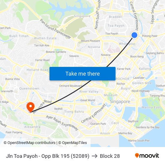 Jln Toa Payoh - Opp Blk 195 (52089) to Block 28 map