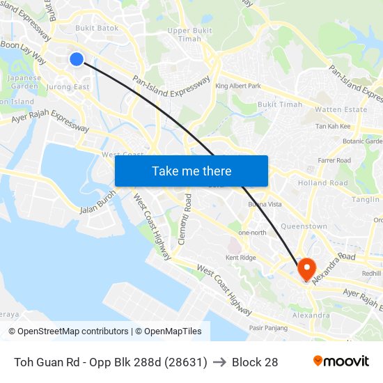 Toh Guan Rd - Opp Blk 288d (28631) to Block 28 map