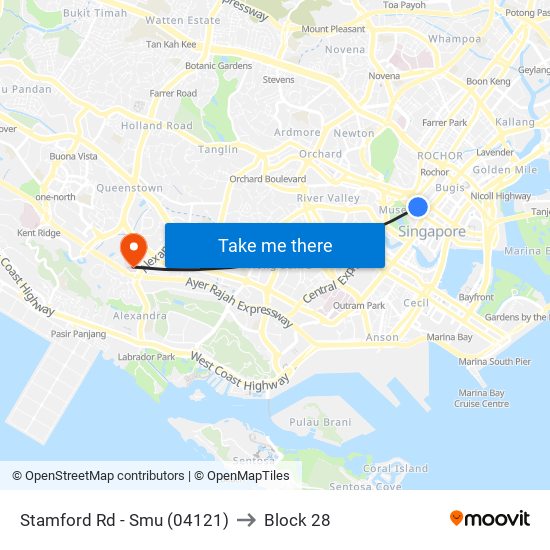 Stamford Rd - Smu (04121) to Block 28 map