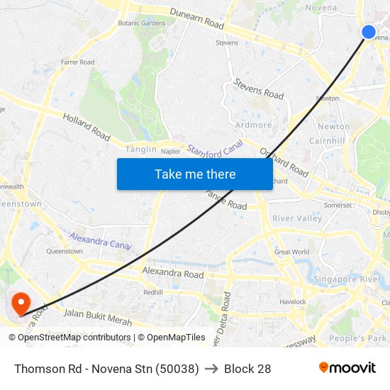 Thomson Rd - Novena Stn (50038) to Block 28 map