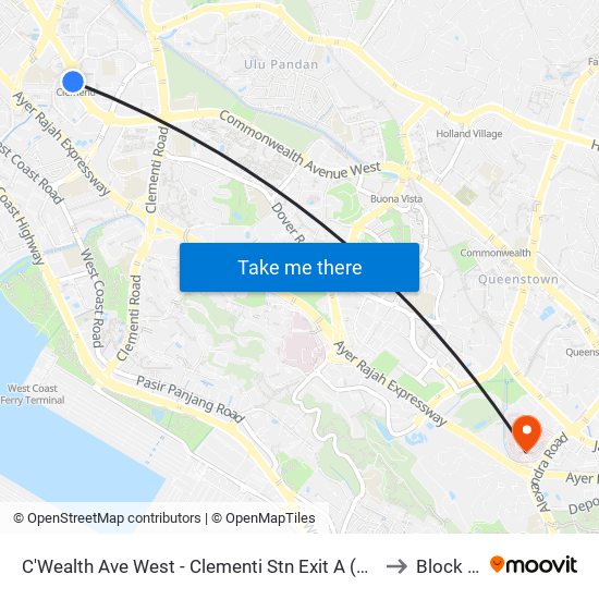 C'Wealth Ave West - Clementi Stn Exit A (17171) to Block 28 map