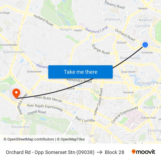 Orchard Rd - Opp Somerset Stn (09038) to Block 28 map