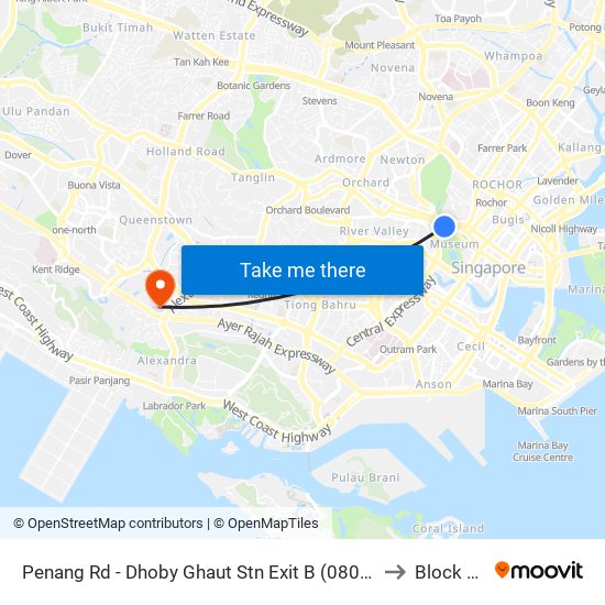 Penang Rd - Dhoby Ghaut Stn Exit B (08031) to Block 28 map