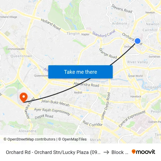 Orchard Rd - Orchard Stn/Lucky Plaza (09048) to Block 28 map