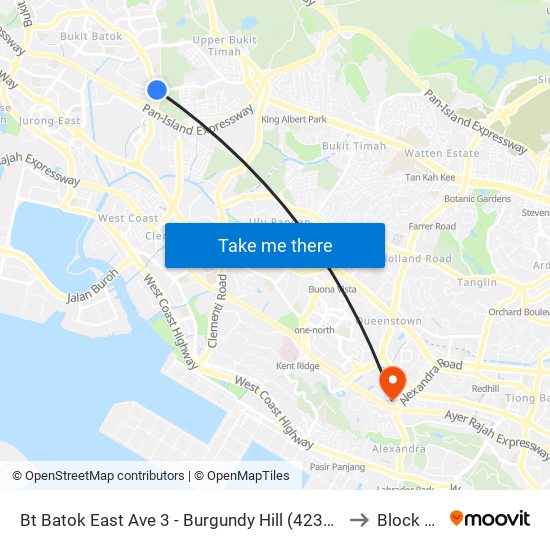 Bt Batok East Ave 3 - Burgundy Hill (42319) to Block 28 map