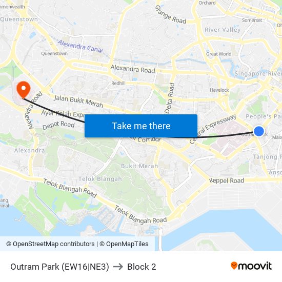 Outram Park (EW16|NE3) to Block 2 map