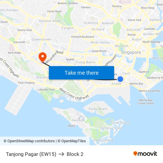 Tanjong Pagar (EW15) to Block 2 map