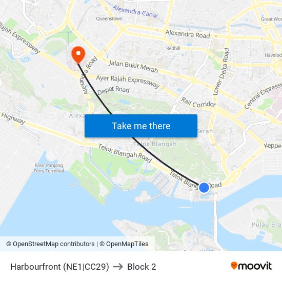 Harbourfront (NE1|CC29) to Block 2 map