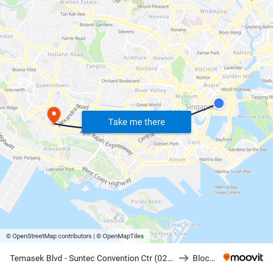 Temasek Blvd - Suntec Convention Ctr (02151) to Block 2 map