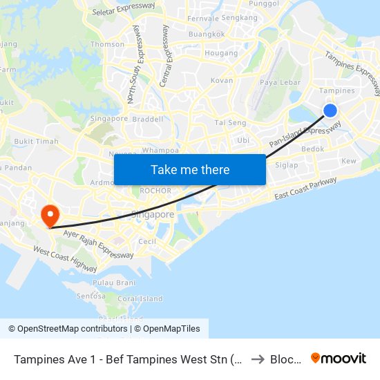 Tampines Ave 1 - Bef Tampines West Stn (75059) to Block 2 map