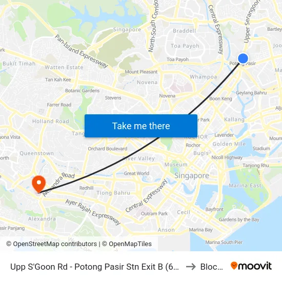 Upp S'Goon Rd - Potong Pasir Stn Exit B (60269) to Block 2 map