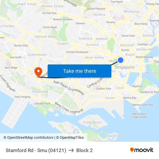 Stamford Rd - Smu (04121) to Block 2 map