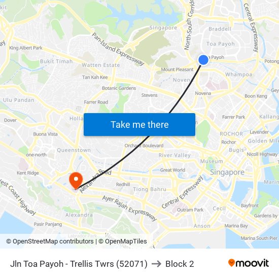 Jln Toa Payoh - Trellis Twrs (52071) to Block 2 map