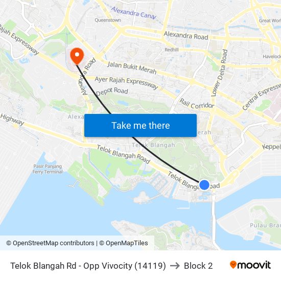 Telok Blangah Rd - Opp Vivocity (14119) to Block 2 map
