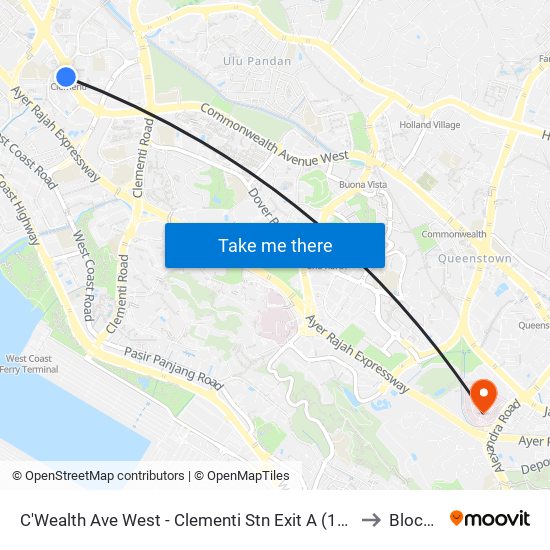 C'Wealth Ave West - Clementi Stn Exit A (17171) to Block 2 map