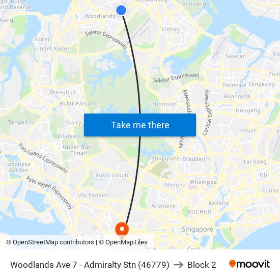 Woodlands Ave 7 - Admiralty Stn (46779) to Block 2 map