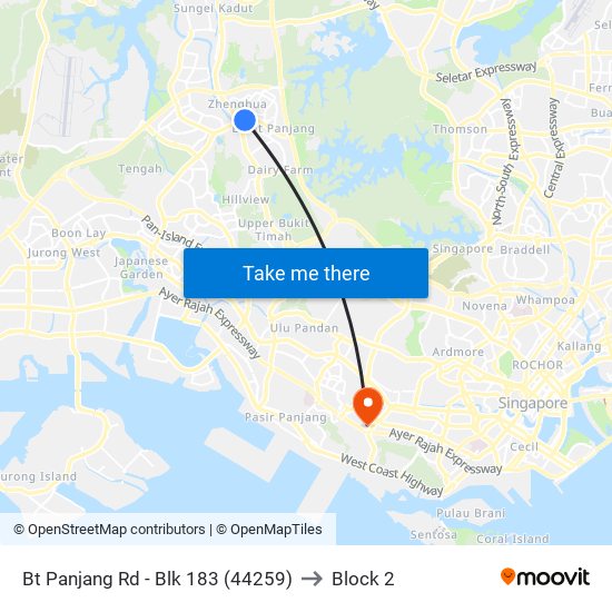 Bt Panjang Rd - Blk 183 (44259) to Block 2 map