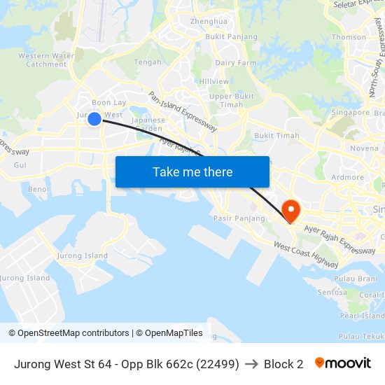 Jurong West St 64 - Opp Blk 662c (22499) to Block 2 map