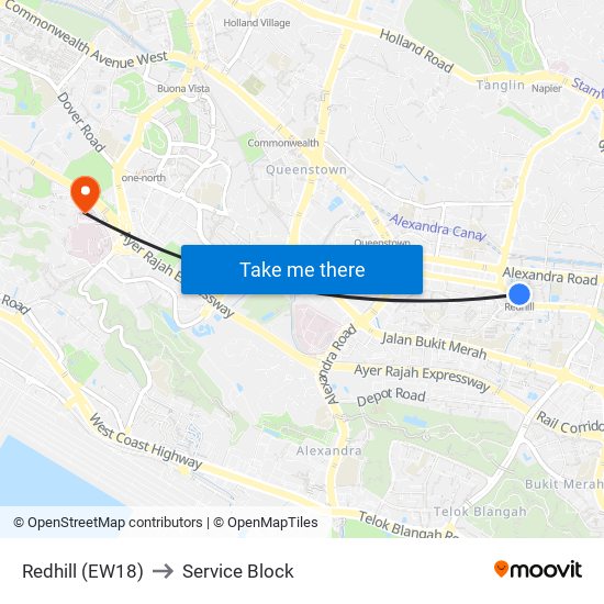 Redhill (EW18) to Service Block map