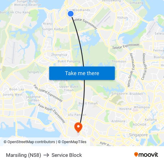 Marsiling (NS8) to Service Block map