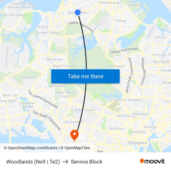 Woodlands (Ns9 | Te2) to Service Block map