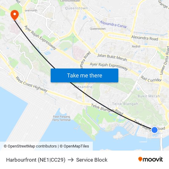 Harbourfront (NE1|CC29) to Service Block map