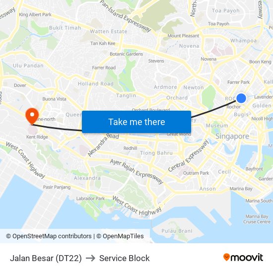 Jalan Besar (DT22) to Service Block map