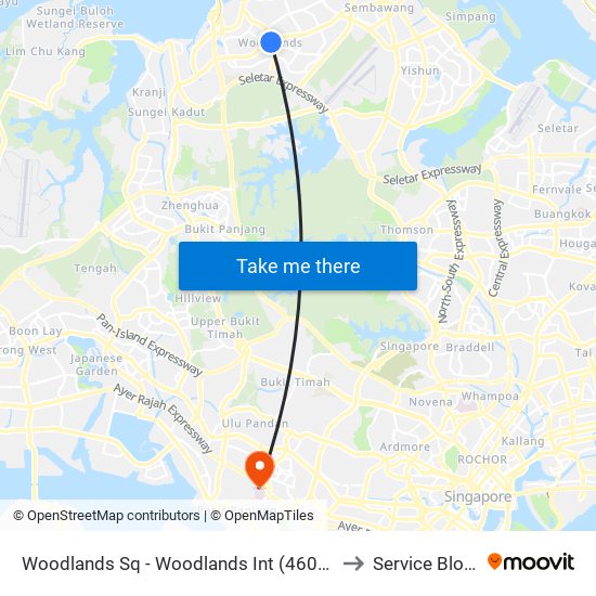 Woodlands Sq - Woodlands Int (46009) to Service Block map