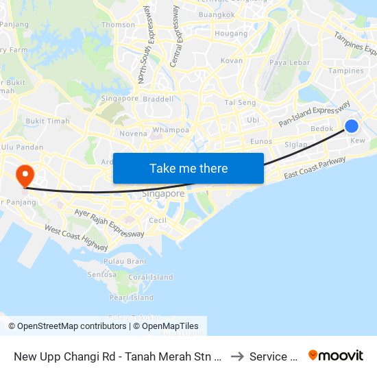 New Upp Changi Rd - Tanah Merah Stn Exit A (85099) to Service Block map