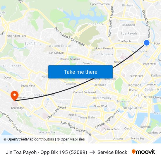 Jln Toa Payoh - Opp Blk 195 (52089) to Service Block map