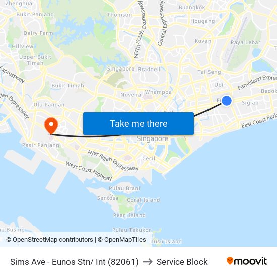 Sims Ave - Eunos Stn/ Int (82061) to Service Block map