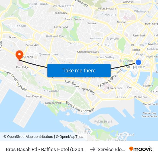 Bras Basah Rd - Raffles Hotel (02049) to Service Block map