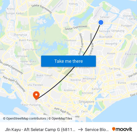 Jln Kayu - Aft Seletar Camp G (68119) to Service Block map