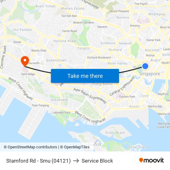 Stamford Rd - Smu (04121) to Service Block map