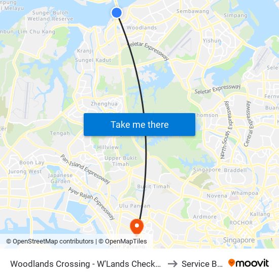 Woodlands Crossing - W'Lands Checkpt (46109) to Service Block map