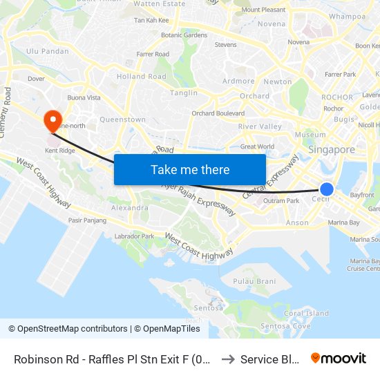 Robinson Rd - Raffles Pl Stn Exit F (03031) to Service Block map